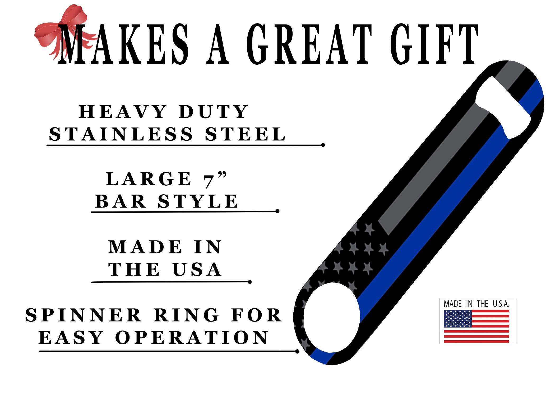 Thin Blue Line Police Officer Subdued Speed Bottle Opener Heavy Duty Gift Law Enforcement Blue Lives Matter Flag