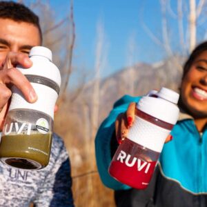 RUVI Shaker Bottle Sport Mixer | Perfect for Blended Smoothies, Protein Powder Shakes & Mixes | Workout Container with Athletic SportGrip™ | No-Spill, Twistable Cap | 20 oz, Clear