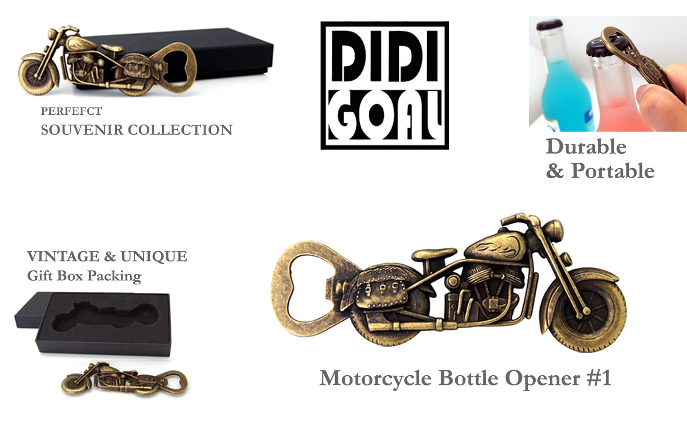 DIDI GOAL Motorcycle Bottle Opener, Vintage Bronze Metal Motorcycle Model Gift For Men Dad Husband Brother Boyfriend, Present For Birthday, Father’s Day, Valentine’s Day, Christmas (1)