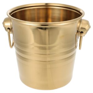 sewroro stainless steel ice bucket beer whisky cooling containers tiger head ice bucket wine champagne bucket bar party favor- 3l (golden)