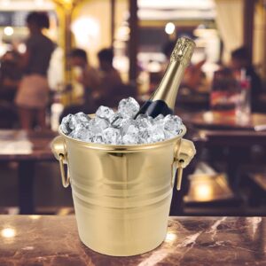 Sewroro Stainless Steel Ice Bucket Beer Whisky Cooling Containers Tiger Head Ice Bucket Wine Champagne Bucket Bar Party Favor- 3L (Golden)