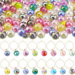 50 pcs wine glass charms for stem glasses reusable wine charm rings identifier wine glass tags wine glass markers glass beads charms pendant with 50 rings 1 velvet bag for bachelorette party favors