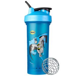 blenderbottle justice league classic v2 shaker bottle perfect for protein shakes and pre workout, 28-ounce, retro batman