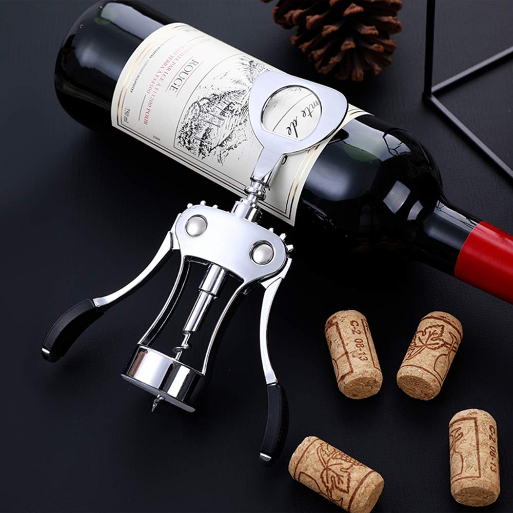 New Upgrade Wing Corkscrew Wine Bottle Opener,Premium Sturdy Zinc Alloy Wine Cork and Beer Cap Remover,Multifunctional Bottles Opener for Kitchen Restaurant Bars,Professionals