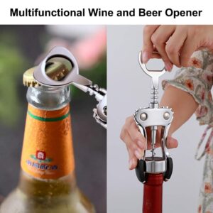 New Upgrade Wing Corkscrew Wine Bottle Opener,Premium Sturdy Zinc Alloy Wine Cork and Beer Cap Remover,Multifunctional Bottles Opener for Kitchen Restaurant Bars,Professionals