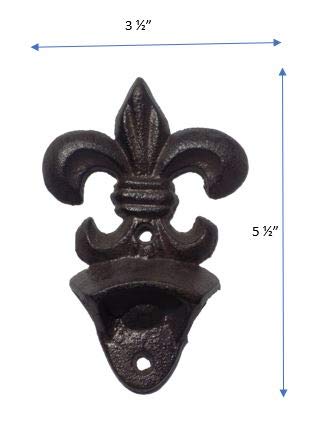 MIDWEST CRAFT HOUSE Bottle Opener Mardi Gras New Orleans Fleur De Lis Cast Iron Home Bar Mountable