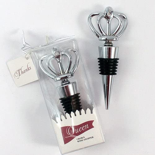 WEDDINGSTAR Queen Crown with Crystals Wine Stopper in Gift Packaging, Silver, One Size (8866)