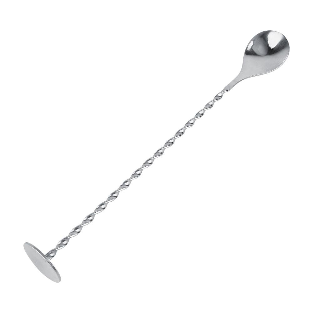 Fdit 11" Stainless Steel Long Bar Spoon Steel Bartending Mixed Tall Drink Stir Spoon Bar