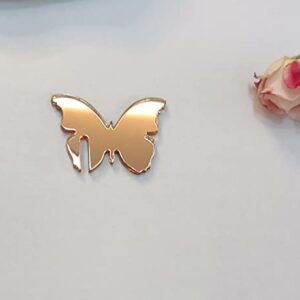 XIAOYUE 20pcs of Acrylic Drink Markers,Mirrored Butterfly Champagne Glass Markers,Blank Wedding Drink Charm,DIY Butterfly Place Names Wedding Favours (Rose Gold Mirror)