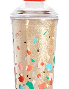 ban.do Glitter Bomb Gold Cocktail Shaker, BPA-Free Drink Mixer Holds 20 Ounces, Confetti