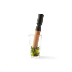 Rabbit 2-in-1 Muddler & Citrus Reamer, Beech Cocktail Muddler, Made from Solid Oiled, Wood/Black