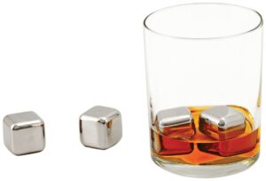 viski glacier rocks stainless steel ice cubes, reusable ice cubes for drinks, whiskey, bourbon, metal ice cubes, cocktail accessories, small, set of 4
