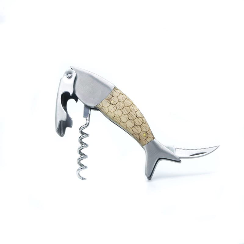 FAFAXOXO Unique Fish Corkscrew, Professional Waiters Corkscrew Wine Key Bottle Opener,Manual Wine Key for Servers, Waiters, Bartenders and Home Use