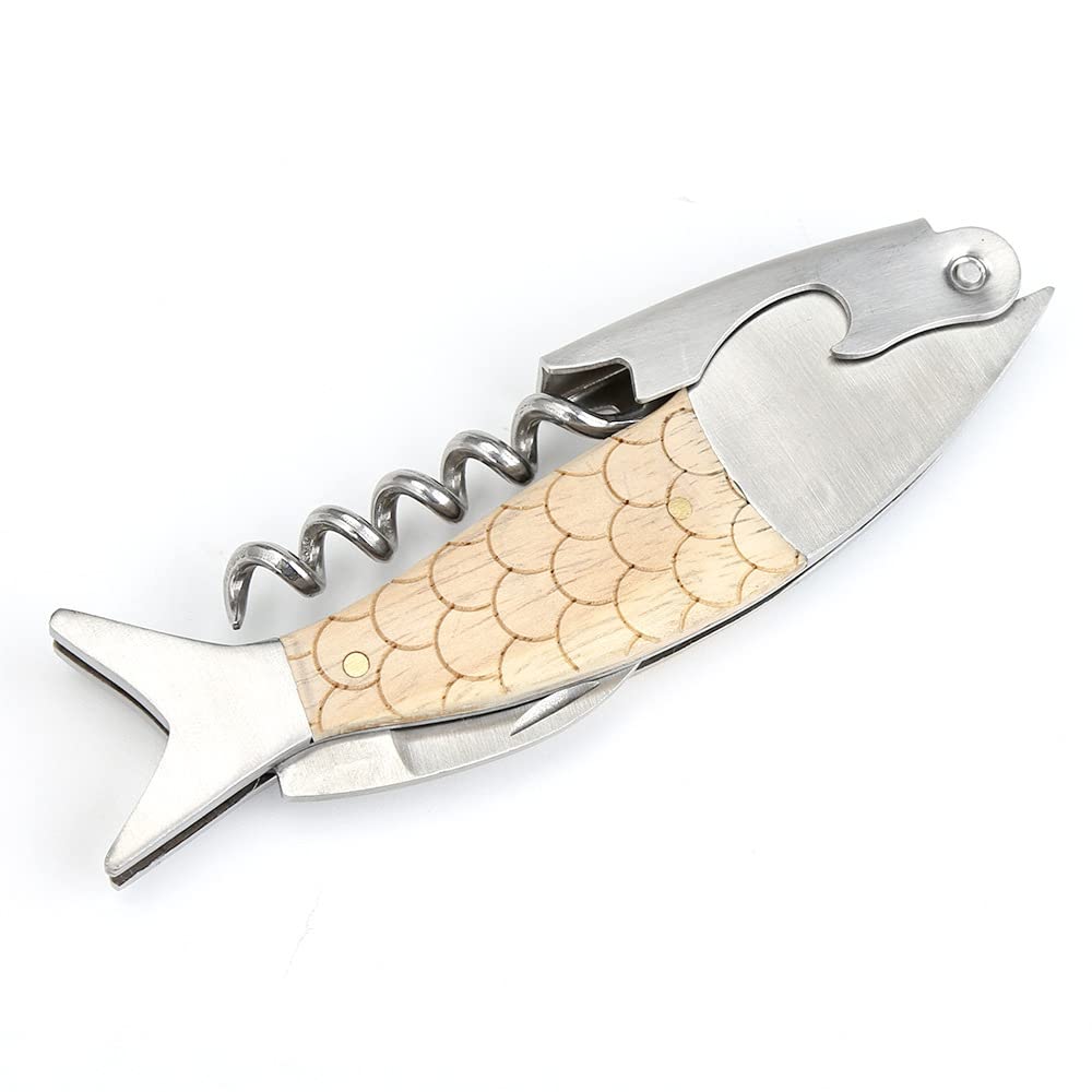 FAFAXOXO Unique Fish Corkscrew, Professional Waiters Corkscrew Wine Key Bottle Opener,Manual Wine Key for Servers, Waiters, Bartenders and Home Use