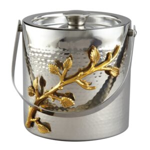 elegance golden vine ice bucket, 6.25", silver/gold