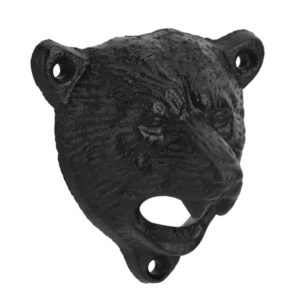 Raguso Iron Opener Black Bear Shape Cast Iron Opener Wall Mounted Beer Soda Glass Bottle Cap Opener Bottle Openning Tools For Kitchen Bar Restaurant Bottleopener