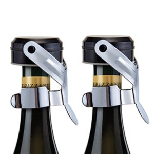 difenlun champagne stopper, 2 pack stainless steel champagne bottle plug sealer for champagne, cava, prosecco and sparkling wine stopper