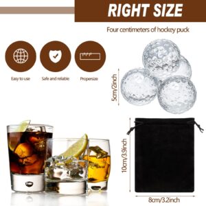 4 Sets Golf Ball Whiskey Chillers Glass Whiskey Rocks with Pouch Chilling Rocks Whiskey Rocks Valentine's Day Gift Set for Men Reusable Bourbon Balls for Chilling Bar Accessories (1.97 Inch)