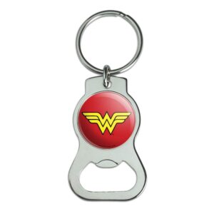 graphics & more wonder woman classic logo keychain with bottle cap opener