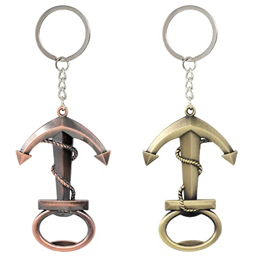 yueton 2PCS Boat Anchor Bottle Opener Keychain Alloy Novelty Creative Beer Wine Bottle Opener Party Favors Backpack Pendant