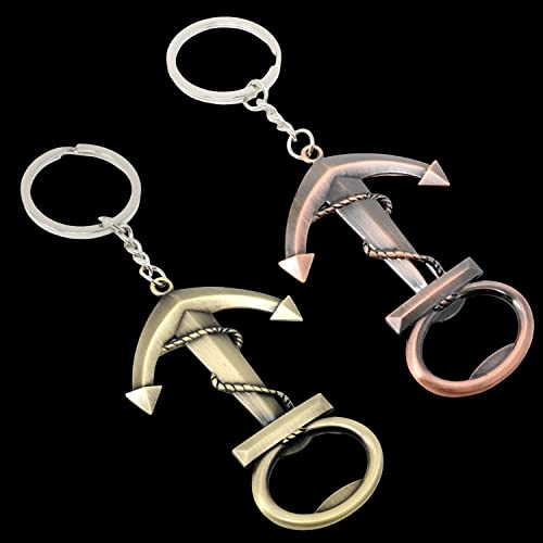 yueton 2PCS Boat Anchor Bottle Opener Keychain Alloy Novelty Creative Beer Wine Bottle Opener Party Favors Backpack Pendant