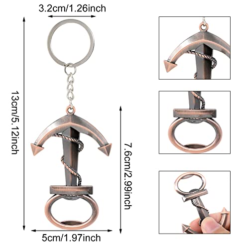 yueton 2PCS Boat Anchor Bottle Opener Keychain Alloy Novelty Creative Beer Wine Bottle Opener Party Favors Backpack Pendant