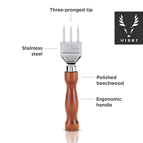 Viski 3 Pronged Ice Pick, Wood Handle Stainless Steel Ice Shaper, Bar & Cocktail Tools