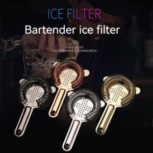 Cocktail Strainer,hawthorne strainer,Stainless Steel Bar Strainer, Bar Tool Drink Strainer with 100 Wire Spring for Professional Bartenders and Mixologists Professional for Bar Restaurant Home