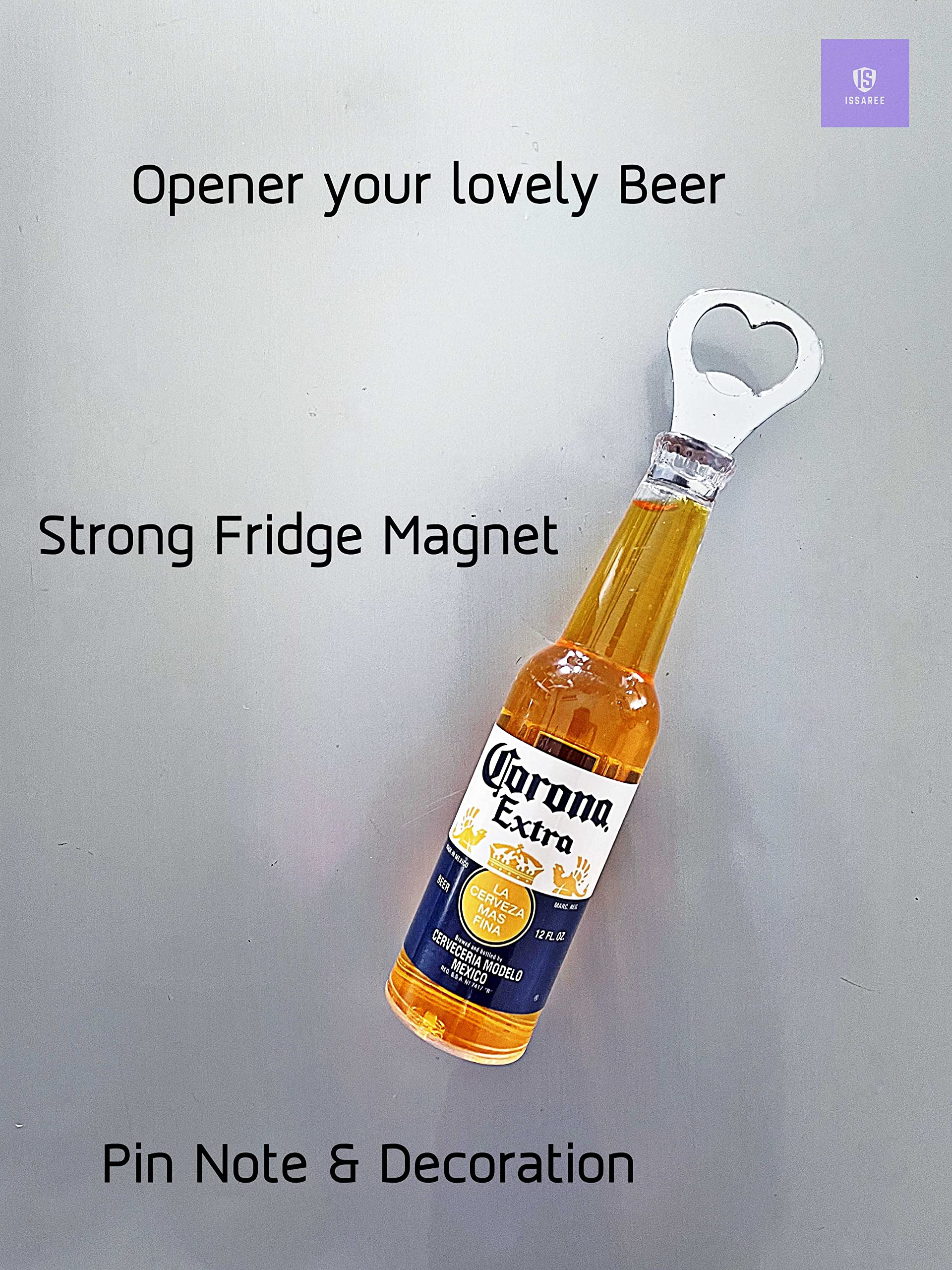 Magnetic Beer Bottle Opener Figure Big Size Beer Bottle Bar Refrigerator Decor Unique Birthday Gifts Collection Tall 21.5 cm (Corona Extra)