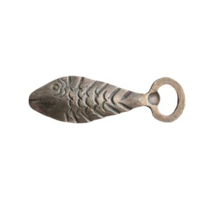 creative co-op coastal metal fish shaped, antique gold finish bottle opener