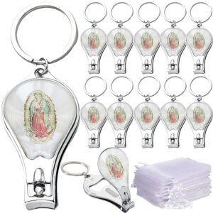 we our lady of guadalupe (12 pcs) baptism keychain with nail clipper and opener party favors for baby boys and girls/bautizo recuerdos/gift for guest/christening/first communion favors