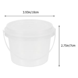 NUOBESTY 10Pcs Transparent Mini Storage Bucket Party Favor Cans Paint Can Containers Candy Bucket with Lid Handles Beach Toy Pails 300ml for Christmas Party Favors