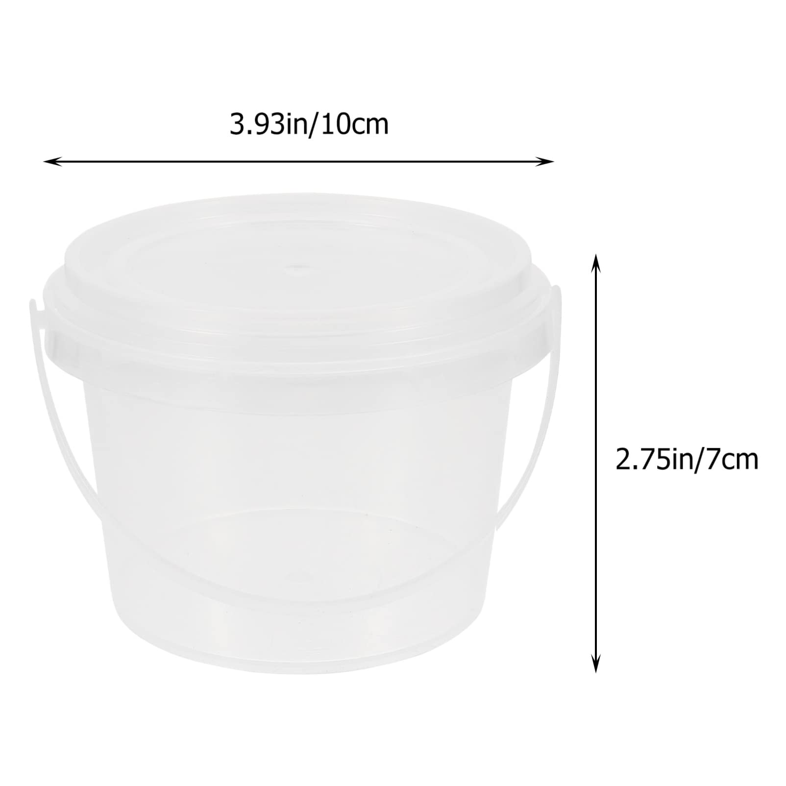 NUOBESTY 10Pcs Transparent Mini Storage Bucket Party Favor Cans Paint Can Containers Candy Bucket with Lid Handles Beach Toy Pails 300ml for Christmas Party Favors