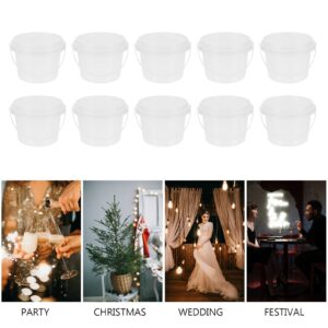 NUOBESTY 10Pcs Transparent Mini Storage Bucket Party Favor Cans Paint Can Containers Candy Bucket with Lid Handles Beach Toy Pails 300ml for Christmas Party Favors