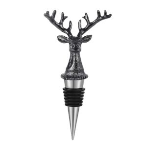 wine bottle stopper airtight seal-decorative deer stainless steel antlers animal elk black bottle topper for wine &beverage plug