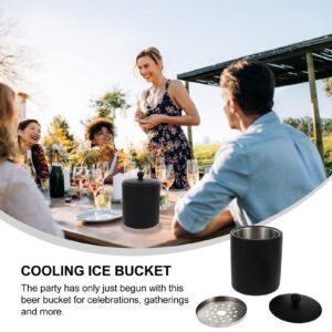 DOITOOL Stainless Steel Ice Bucket Double Wall Insulated Ice Bucket Beer Bottle Drink Cooler Party Beverage Chiller Bin Baskets for Cocktail Bar Black