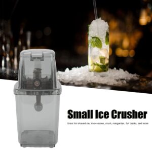 Hand Crank Operated Ice Crusher, Portable Manual Chopper Transparent Stainless Steel Breaker Making Drinks Mini Machine for Fast Coarse Shaved or Fine Chips Summer Energy Saving Home Children(Grey)