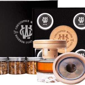 Christopher Walton - Cocktail Smoker Gift Set for the Bourbon and Whiskey Enthusiast with 4 types of Wood Chips, Cherry, Apple, Oak, and Hickory