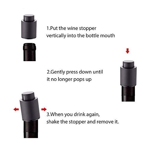 Vacuum Wine Stoppers with Time Scale Record Saver Wine Preserver Leak Proof,Bottle Sealer Keeps Wine Fresh for 7 Days, Best Gifts for Wine Lovers. (2 Pack)