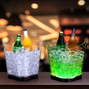 LED Ice Bucket Bulk 6.5 L Large Capacity Light Ice Wine Bucket 7 Color Gradient Cooler Bucket Battery Powered Glowing Plastic Champagne Beer Bucket Drink Container for Home Club Party Bar KTV (6 Pcs)