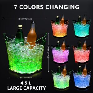 LED Ice Bucket Bulk 6.5 L Large Capacity Light Ice Wine Bucket 7 Color Gradient Cooler Bucket Battery Powered Glowing Plastic Champagne Beer Bucket Drink Container for Home Club Party Bar KTV (6 Pcs)