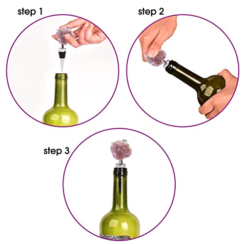 AMOYSTONE Amethyst Cluster Geode Stoppers Natural Crystal Stone Bottle Wine Stopper 1P 4" Irregular