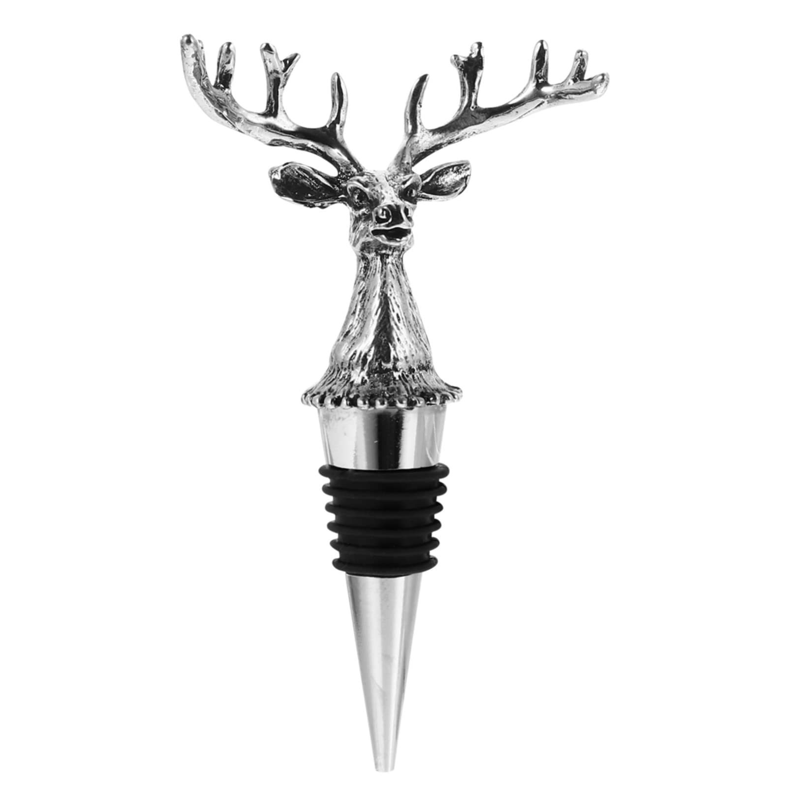 Gogogmee 1 Pc Deer Head Wine Bottle Stopper Wine Saver Pump Antler Shape Bottle Cap Holiday Wine Christmas Wine Stoppers Wine Bottle Pump Stopper Stocking Stuffers Metal Alloy Animal