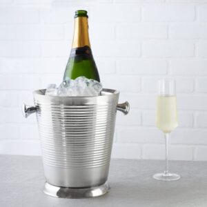 Sol Living Champagne Bucket - Double Wall Insulated Stainless Steel - Wine & Champagne Holder - Portable Chiller Bin for Bars, Parties, Commercial Use - Ribbed, 3.6 Qt