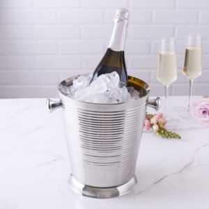 Sol Living Champagne Bucket - Double Wall Insulated Stainless Steel - Wine & Champagne Holder - Portable Chiller Bin for Bars, Parties, Commercial Use - Ribbed, 3.6 Qt