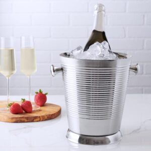 Sol Living Champagne Bucket - Double Wall Insulated Stainless Steel - Wine & Champagne Holder - Portable Chiller Bin for Bars, Parties, Commercial Use - Ribbed, 3.6 Qt