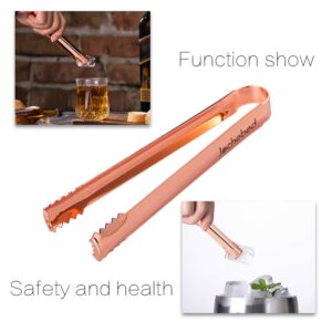 Stainless Steel Ice Bucket Tongs - Mini Serving Tongs Metal Appetizers Tongs for Serving Ice Sugar Whiskey Rock Dessert (Rose Gold)