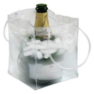 franmara 9032-bu clear plastic ice collapsible champagne cooler bag with handles