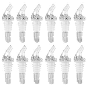 (pack of 12) measured liquor pourers, 2 oz, no collar clear spout bottle pourer with white tail