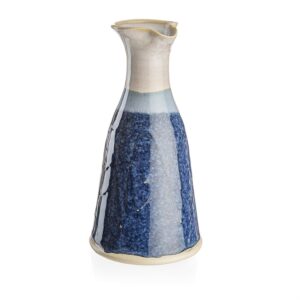 Castle Arch Pottery Wine Jug Thrown by Hand in Ireland. Original 600ml Volume- 8 Inches Height with Celtic Spiral Symbol(Blue)